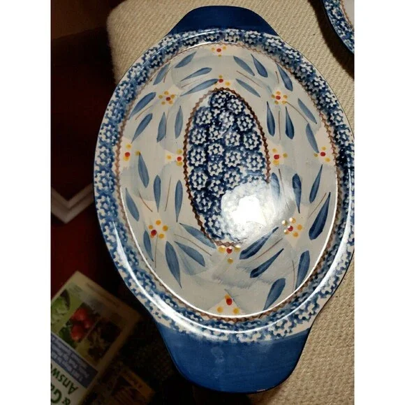 Temptations By Tara Blue Old World 12" & 13.5" Oval Serving Trays Lids - Picture 16 of 16
